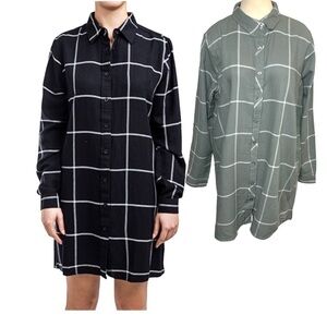 Nwt coupé collection soft flowy olive green plaid button down tunic blouse large